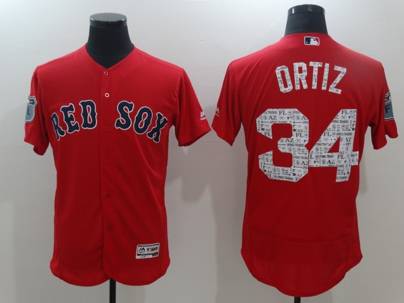 2017 MLB Boston Red Sox #34 Ortiz Red Jerseys